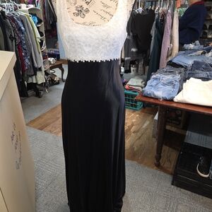 Y2K Jump Black and White Lace Maxi Empire Waist Prom Dress